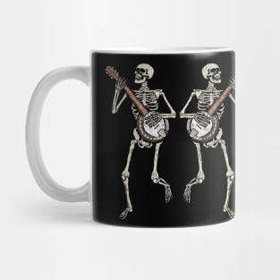 Retro Dancing Skeleton Pair Banjo Vintage Graphic Mug